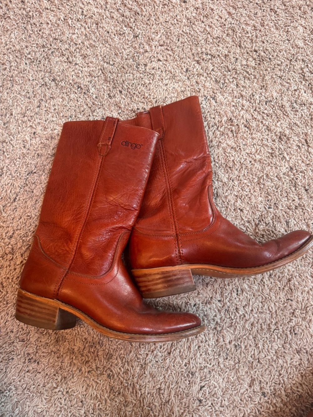 Dingo Brown Leather Western Mid-Calf Boots